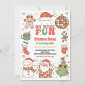 Oh What Fun Christmas Birthday Invitation (Devant)