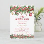 Oh What Fun Christmas Birthday Invitation (Debout devant)
