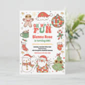 Oh What Fun Christmas Birthday Invitation Kaart (Staand voorkant)