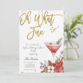 Oh What Fun Christmas Cocktail Party Invitation Kaart (Staand voorkant)