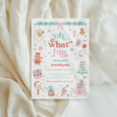 Oh What Fun Christmas First Birthday Invitation