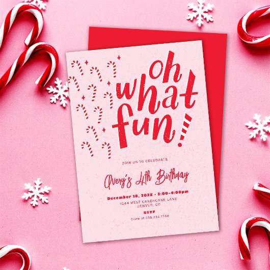 Oh What Fun Christmas Holiday Invitation anniversa