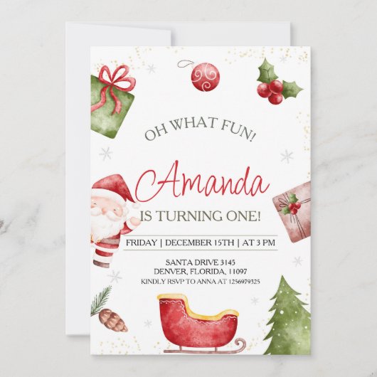 Oh What Fun Christmas Invitation (Devant)