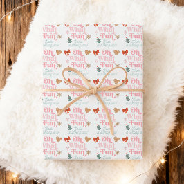 Oh What Fun Christmas Party Girl 1st Birthday  Cadeaupapier