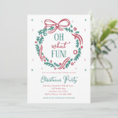 Oh What Fun Christmas Party Invitation Kaart (Staand voorkant)