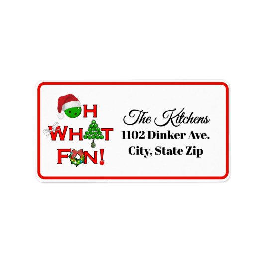 Oh What Fun Christmas Pickleball Party Holiday Etiket (Voorkant)