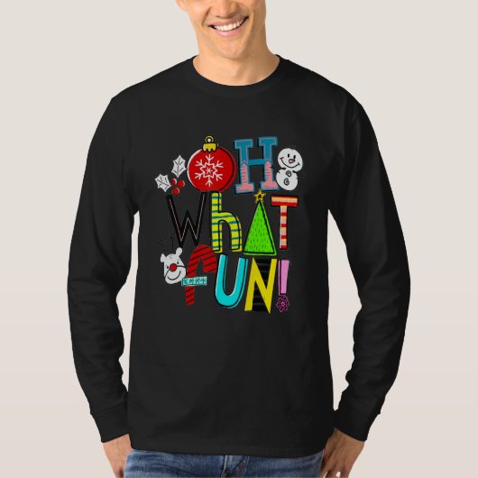 Oh What Fun Christmas Shirt With Wreath And Tree (Voorkant)