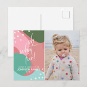 Oh What Fun Colorful Mod Kerstfoto Briefkaart (Voorkant / Achterkant)