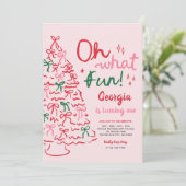 Oh What Fun Coquette Bow Christmas Tree Birthday Kaart (Staand voorkant)