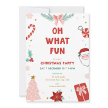 Oh What Fun Cute Kids Christmas Party Invitations