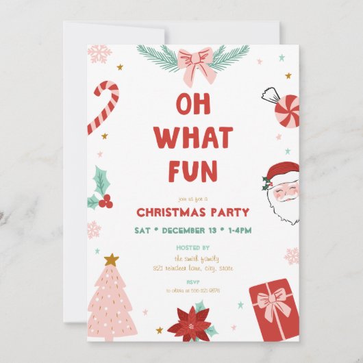 Oh What Fun Cute Kids Christmas Party Invitations (Devant)