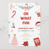 Oh What Fun Cute Kids Christmas Party Invitations (Devant / Derrière)