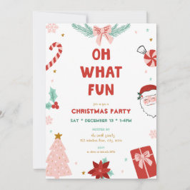 Oh What Fun Cute Kids Christmas Party Invitations Kaart