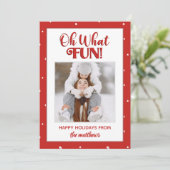 Oh What Fun Cute Script Photo Carte de Noël (Debout devant)