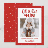 Oh What Fun Cute Script Photo Carte de Noël (Devant / Derrière)