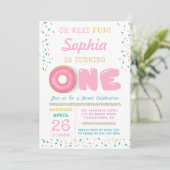 Oh What Fun Donut First Birthday Party Invitation (Debout devant)