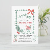 Oh What Fun Doodle Christmas Cocktail Party Kaart (Staand voorkant)