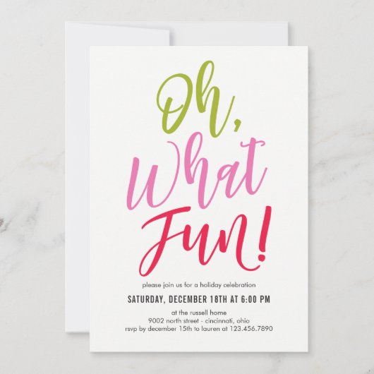 Oh What Fun EDITABLE COLOR Party Invitation (Devant)
