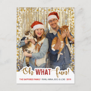 Oh What Fun Family kerstfoto Briefkaart