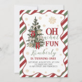 Oh What Fun First Birthday Invite Kaart (Voorkant)