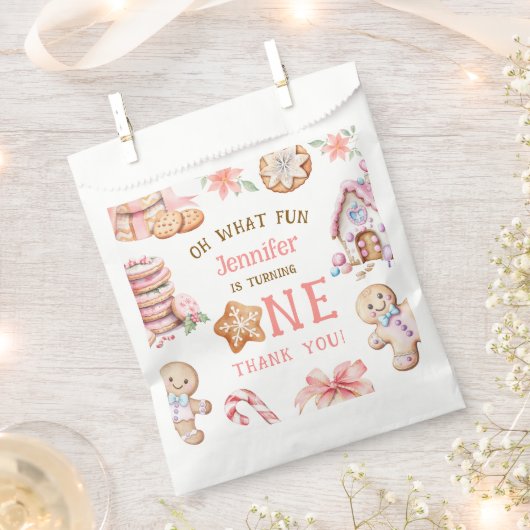 Oh What Fun Gingerbread 1st Birthday Bedankzakje (Geknipt)