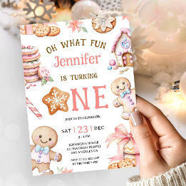 Oh What Fun | Gingerbread 1st Birthday Girl Kaart