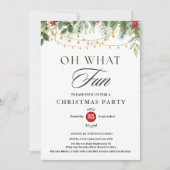 Oh What Fun Greenery String Light Christmas Party Kaart (Voorkant)