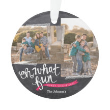 Oh What Fun Holiday Ribbon Photo Ornament
