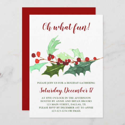 Oh What Fun| Invitation Noël (Devant / Derrière)