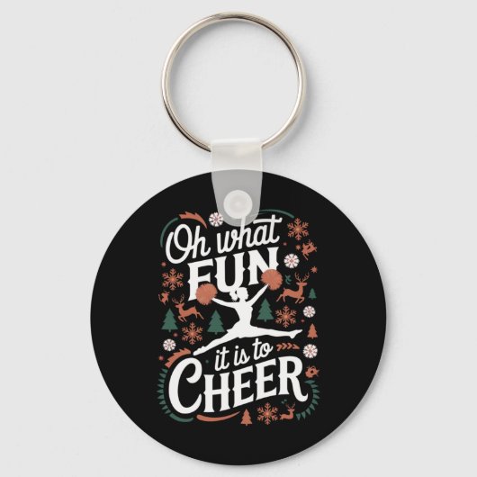 Oh What Fun It Is To Cheer Ugly Cheerleading Xmas Sleutelhanger (Voorkant)