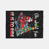 Oh What Fun It Is To Ride Snowmobile Santa Christm Fleece Deken (Voorkant (Horizontaal))