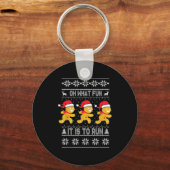 Oh What Fun It Is To Run Gingerbread Running Ugly Sleutelhanger (Voorkant)