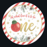 Oh What Fun it to Be One - Christmas - Sticker<br><div class="desc">Un article parfait pour compléter n'importe quelle fête d'anniversaire de Noël!</div>