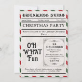 Oh What Fun Newspaper Christmas Party Kaart (Voorkant)