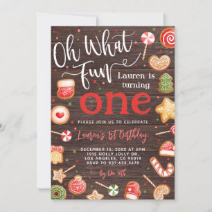 Oh What Fun Noël 1er anniversaire Invitation