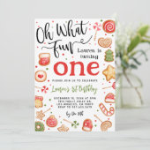 Oh What Fun Noël 1er anniversaire Invitation (Debout devant)