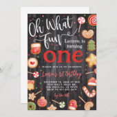 Oh What Fun Noël 1er anniversaire Invitation (Devant / Derrière)
