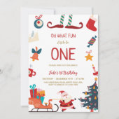 Oh What Fun Noël 1er anniversaire Invitation (Devant)