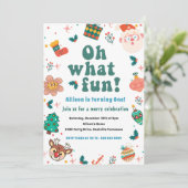 Oh What Fun Noël Anniversaire Paty Invitation (Debout devant)