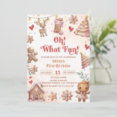 Oh What Fun Pink Christmas Cookie Invitation (Debout devant)