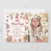 Oh What Fun Pink Christmas Cookie Photo Invitation (Devant)