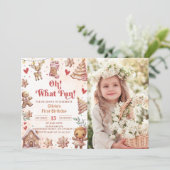 Oh What Fun Pink Christmas Cookie Photo Invitation (Debout devant)