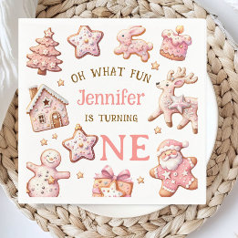 Oh What Fun Pink Cookies Christmas 1st Birthday  Servet