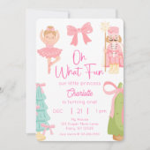 Oh What Fun Pink Nutcracker Birthday Kaart (Voorkant)