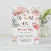 Oh What Fun Red Christmas Party Invitation (Debout devant)
