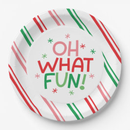Oh What Fun Red Green Pink Christmas Paper Plate Papieren Bordje