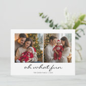 Oh What Fun Script Famille Noël Carte (Debout devant)