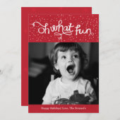 Oh What Fun Scripty Carte photo de vacances - Roug (Devant / Derrière)