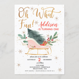 Oh What Fun Sleigh Invitation Anniversaire