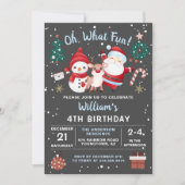 Oh What Fun Snow Kerstfeest Birthday Party Kaart (Voorkant)